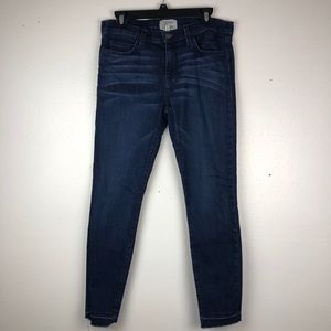 Current/Elliott dark wash the stiletto  raw hem 30